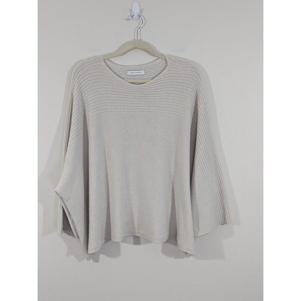 Jaki London One Size Ivory Dolman Sleeve Relaxed Fit Ribbed Sweater Quiet Luxury - Picture 3 of 8